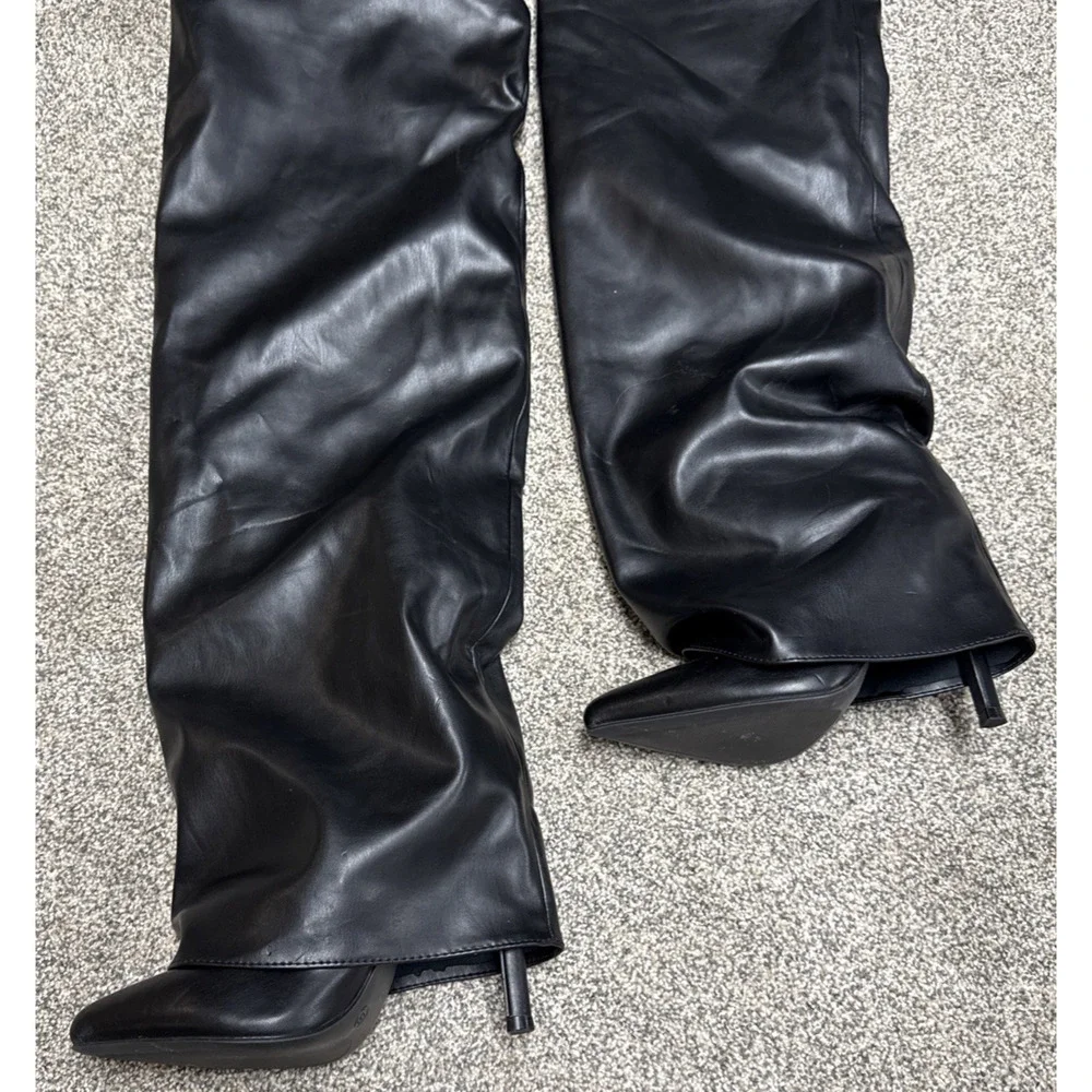 Wild Diva Lounge Over The Knee Boot Size 6 in‎ Black Stiletto Heel Side Zip NWOB